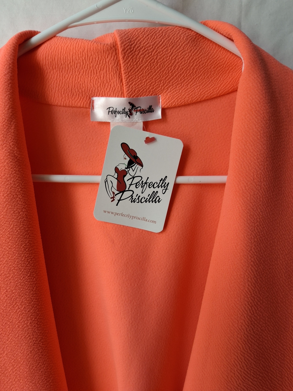 Open-Front Draped Blazer Jacket in Vibrant Orange - Picture 2 of 3